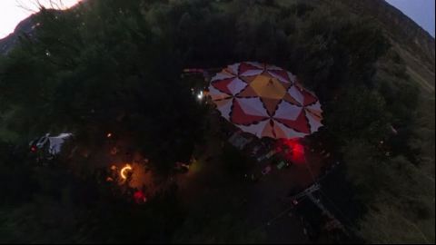 The Mandala Dome Glowing After Dark